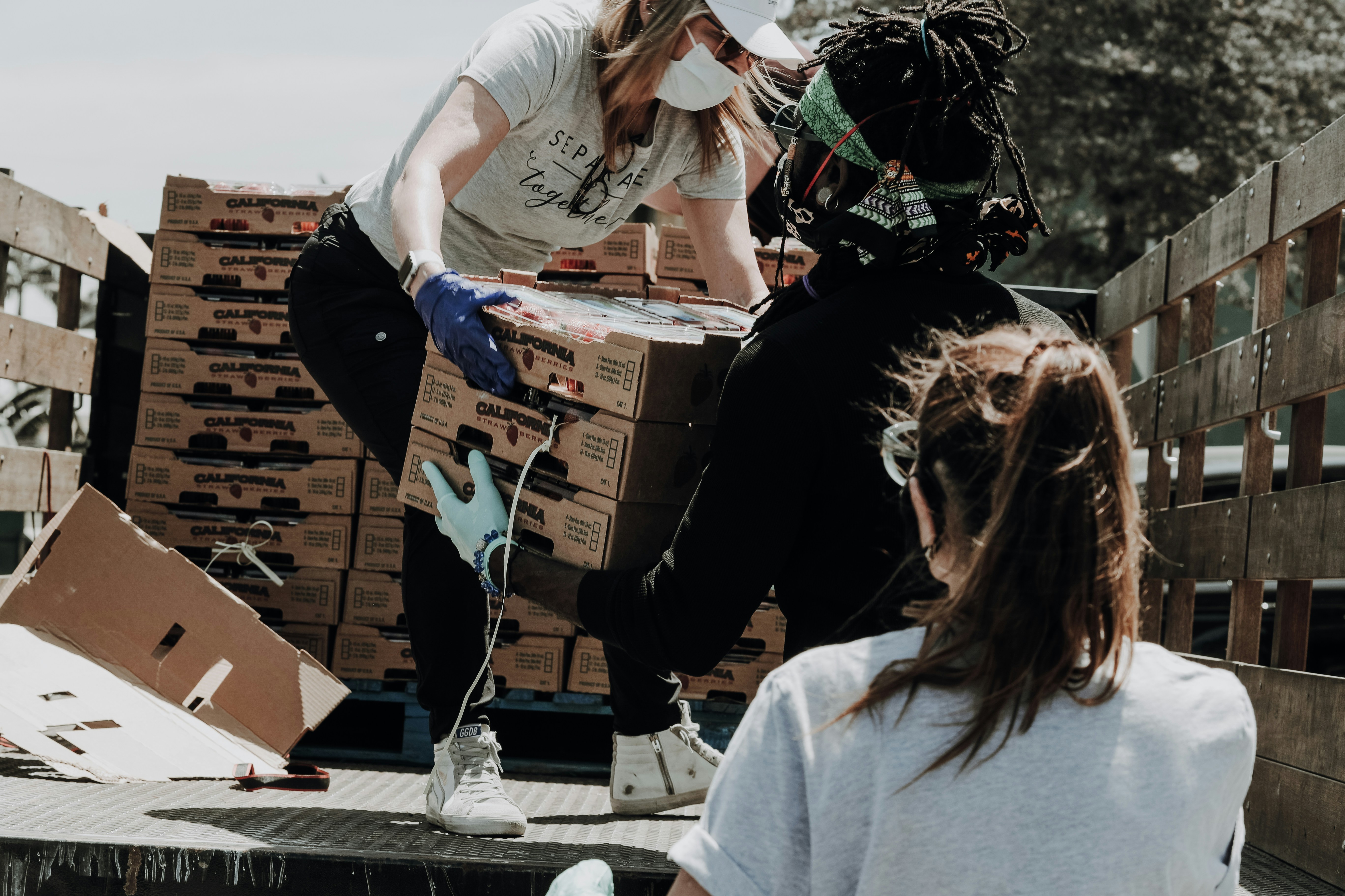 Food being loaded into a partner agency vehicle