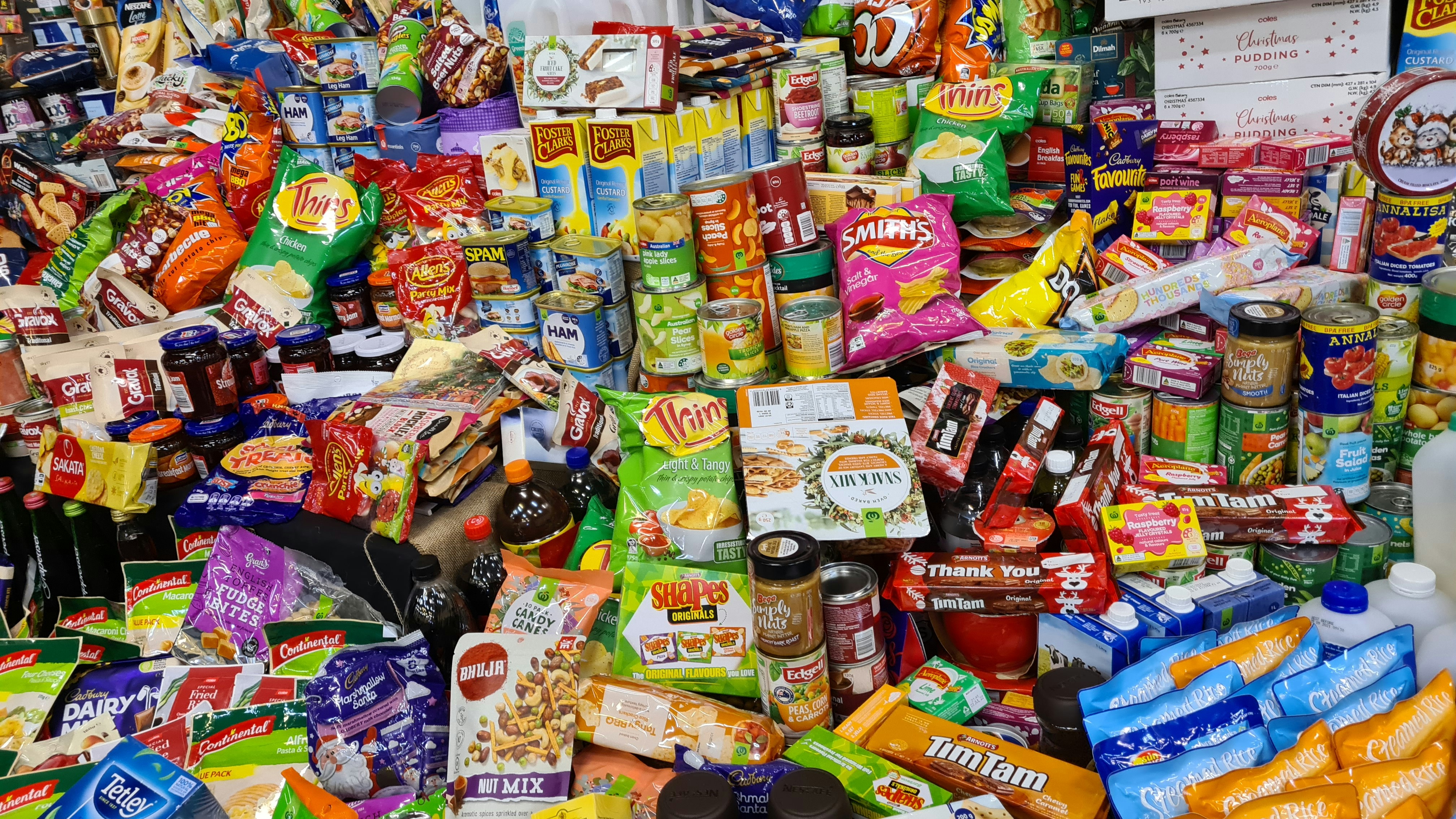 Volunteers receiving food donations at the dock